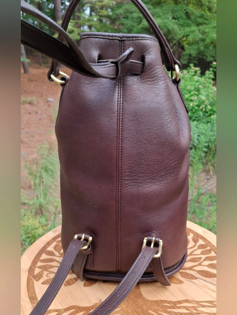 Vintage 1996 Coach Dark Brown Leather Classic Handle Backpack Rucksack #9992